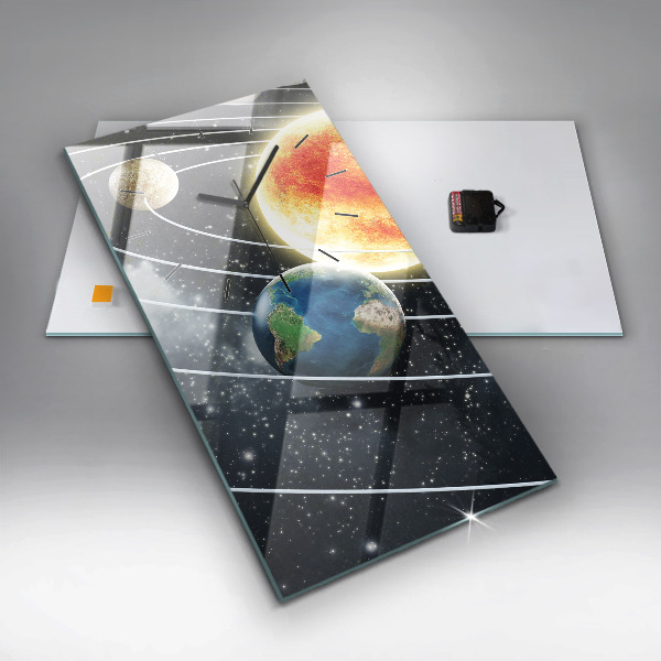 Zegar szklany pionowy Układ słoneczny