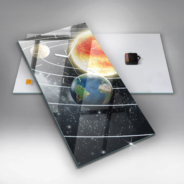 Zegar szklany pionowy Układ słoneczny