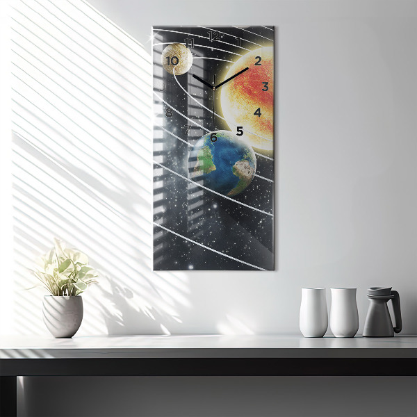 Zegar szklany pionowy Układ słoneczny