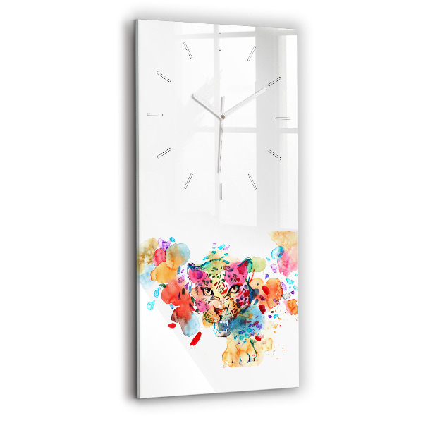 Zegar szklany pionowy Abstrakcja dziki kot