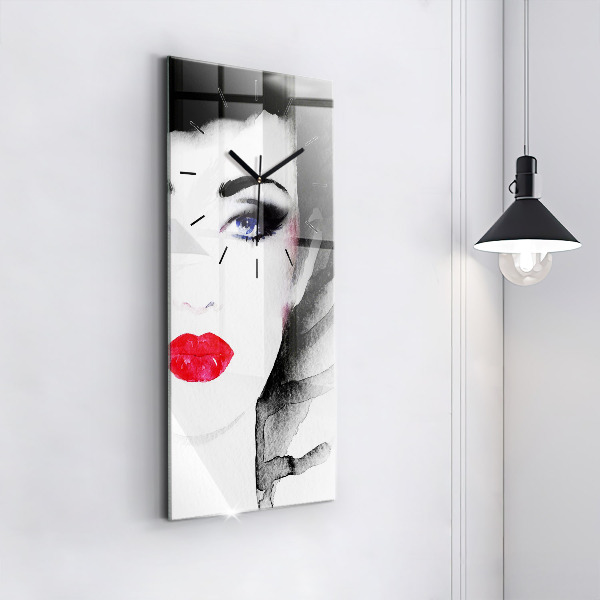 Zegar szklany pionowy Portret kobiety