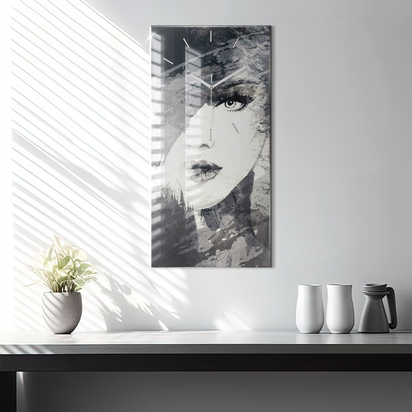 Zegar szklany pionowy Kobieta – akwarele