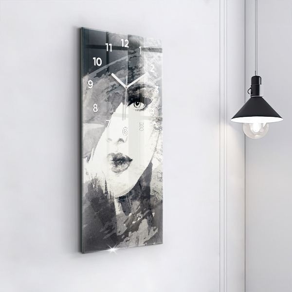 Zegar szklany pionowy Kobieta – akwarele