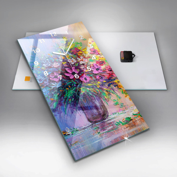 Zegar ścienny pionowy Kwiaty w wazonie