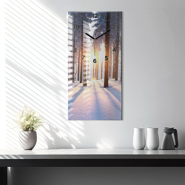 Zegar szklany pionowy Zachód słońca Las