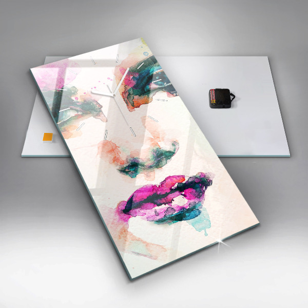 Zegar szklany pionowy Abstrakcyjna twarz kobiety