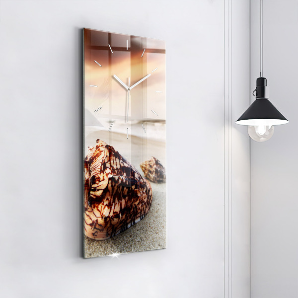 Zegar szklany pionowy Muszla na plaży