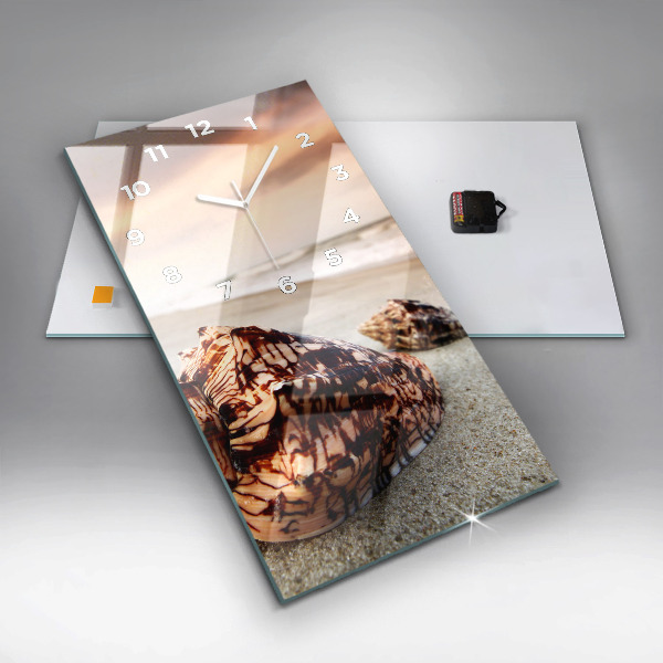 Zegar szklany pionowy Muszla na plaży