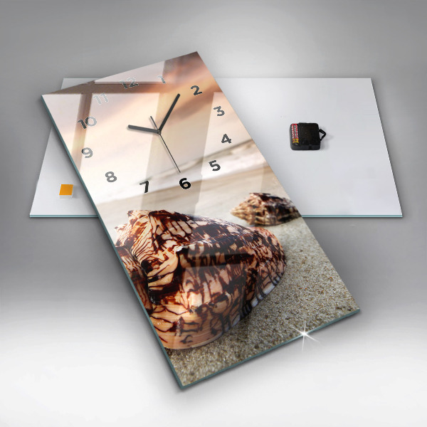 Zegar szklany pionowy Muszla na plaży