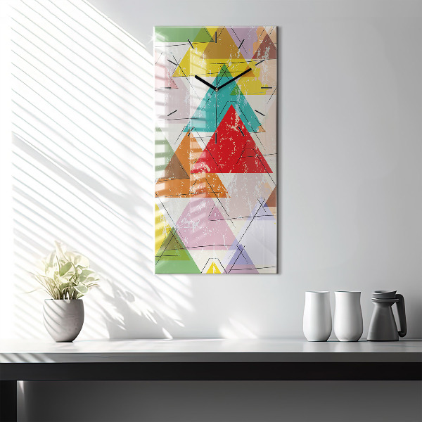 Zegar szklany pionowy Geometryczne trójkąty