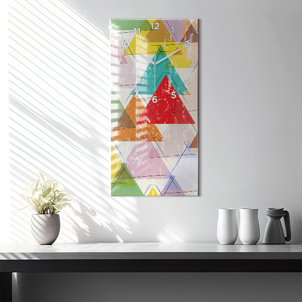 Zegar szklany pionowy Geometryczne trójkąty