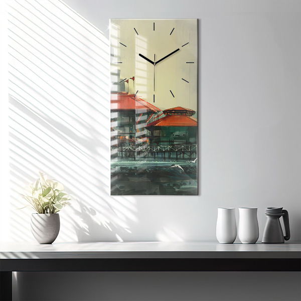 Zegar szklany pionowy Wioska rybacka