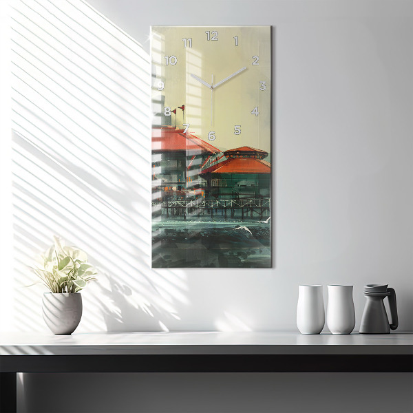 Zegar szklany pionowy Wioska rybacka