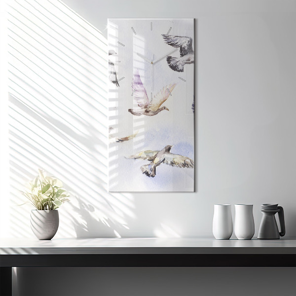 Zegar szklany pionowy Lecące ptaki