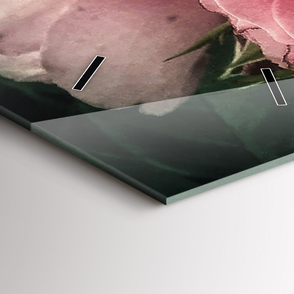 Zegar szklany pionowy Bukiet różowych róż