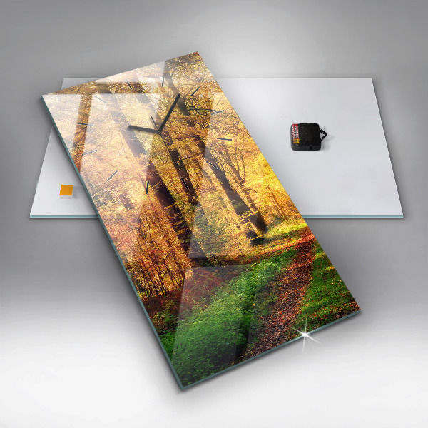 Zegar szklany pionowy Jesienna sceneria leśna