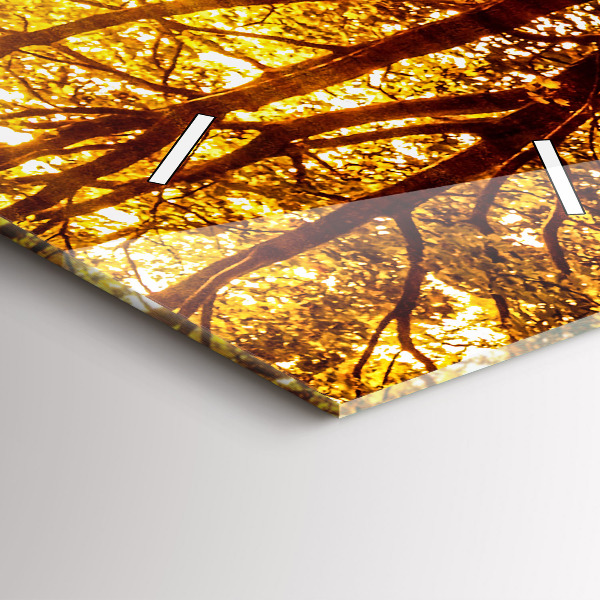 Zegar szklany pionowy Pejzaż lasu w słońcu