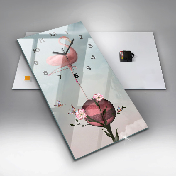 Zegar szklany pionowy Surrealistyczny flaming