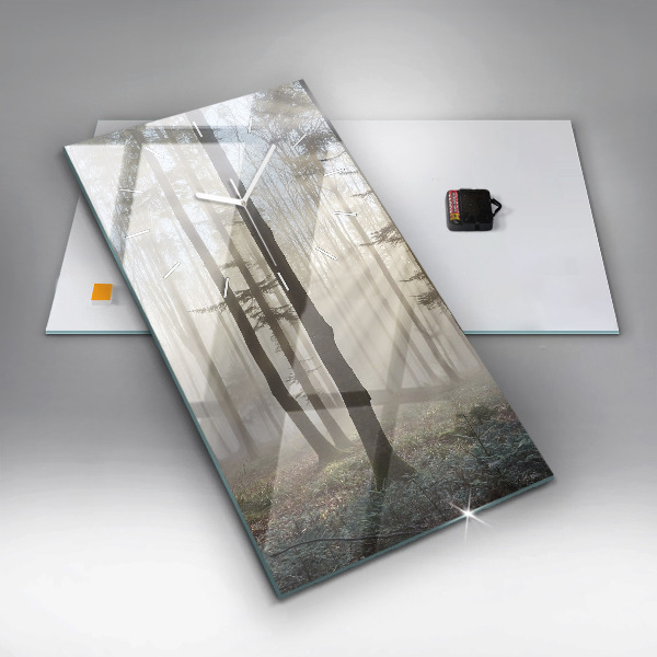 Zegar szklany pionowy Las we mgle