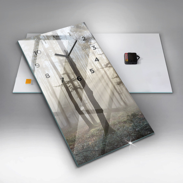 Zegar szklany pionowy Las we mgle