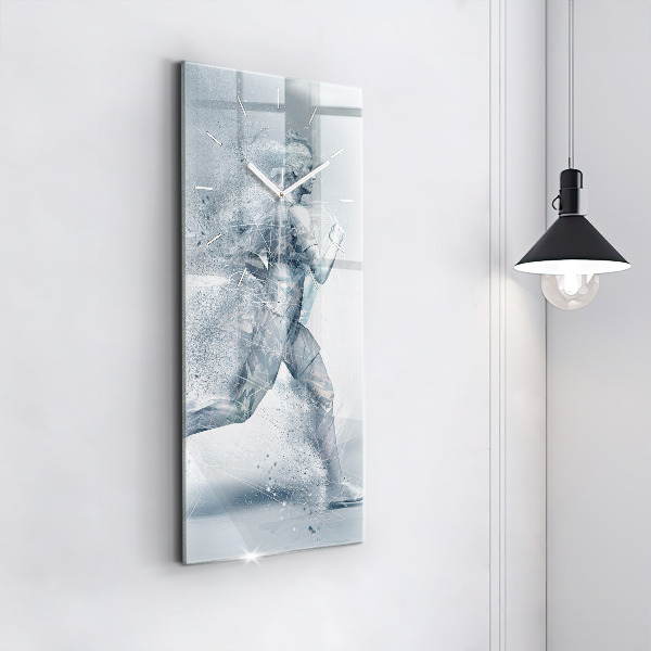 Zegar szklany pionowy Biegnący człowiek