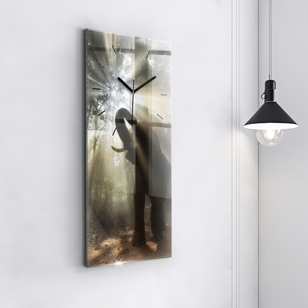 Zegar szklany pionowy Słoń w dżungli