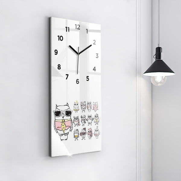 Zegar ścienny pionowy Plakat vintage z sowami
