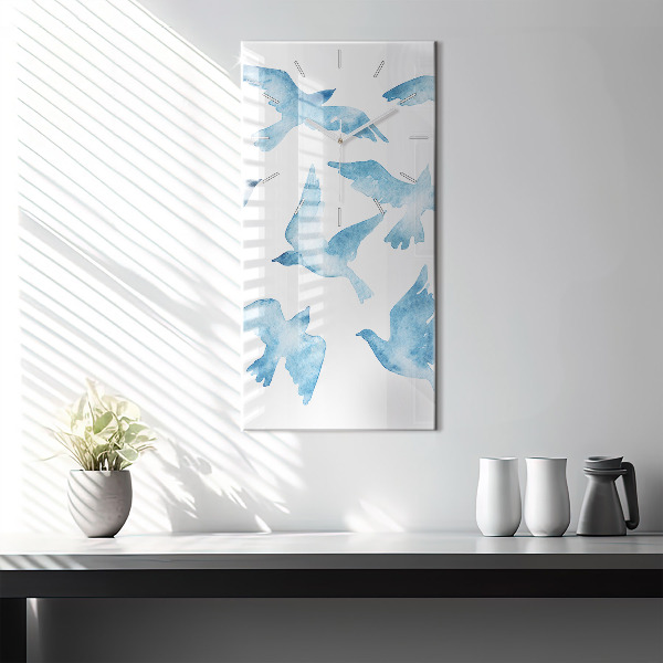 Zegar ścienny pionowy Latające błękitne ptaki