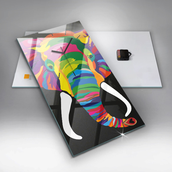 Zegar ścienny pionowy Kolorowy słoń