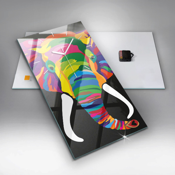 Zegar ścienny pionowy Kolorowy słoń