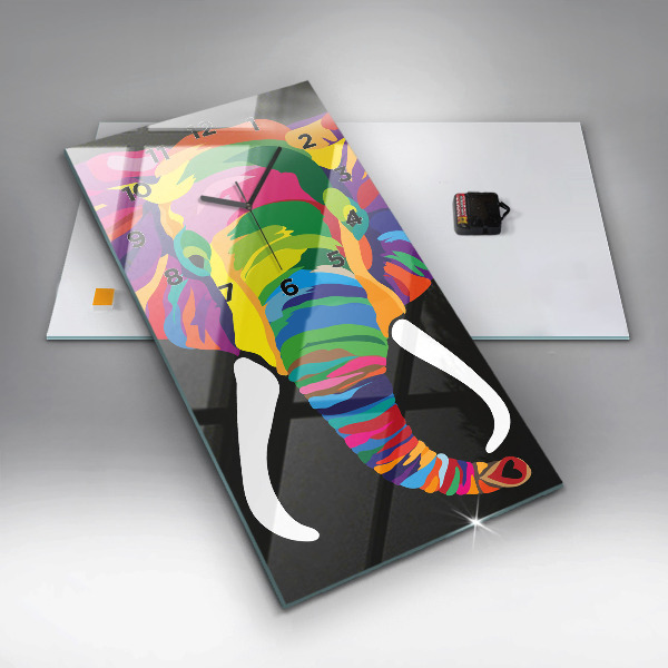 Zegar ścienny pionowy Kolorowy słoń