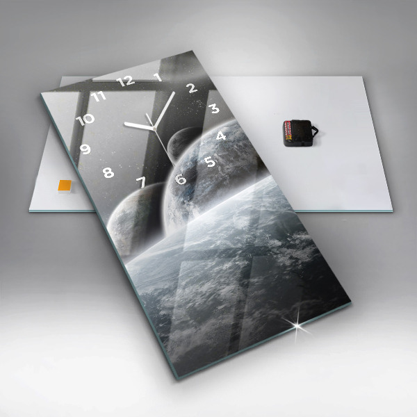 Zegar szklany pionowy Kosmos i planety