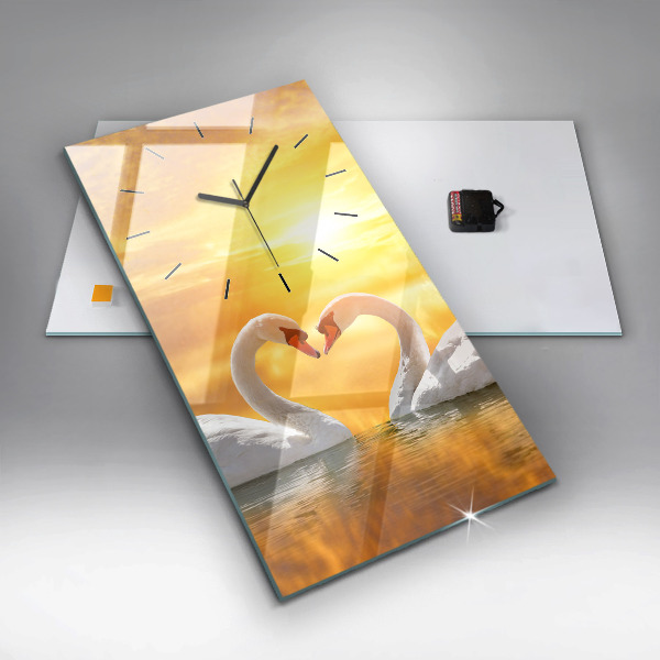 Zegar ścienny pionowy Zakochane łabędzie