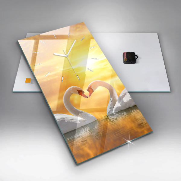 Zegar ścienny pionowy Zakochane łabędzie