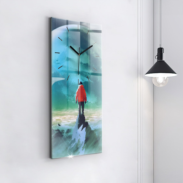 Zegar ścienny pionowy Człowiek na księżycu