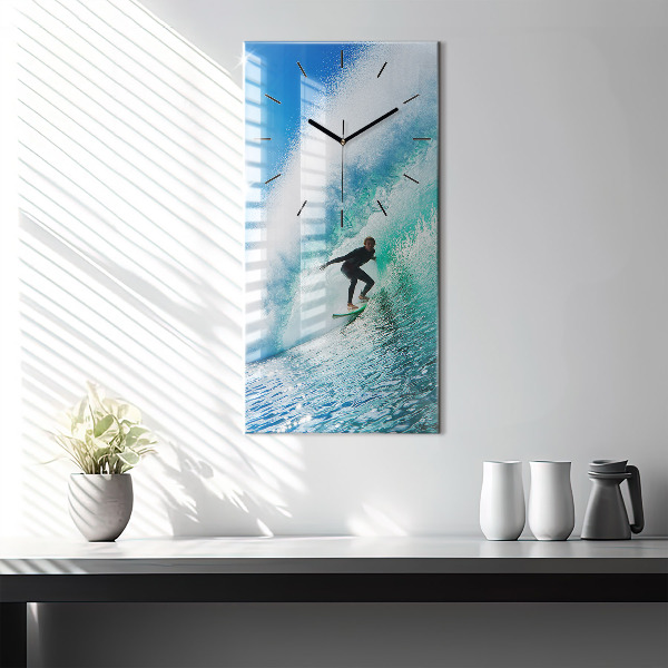 Zegar szklany pionowy Surfing na Hawajach