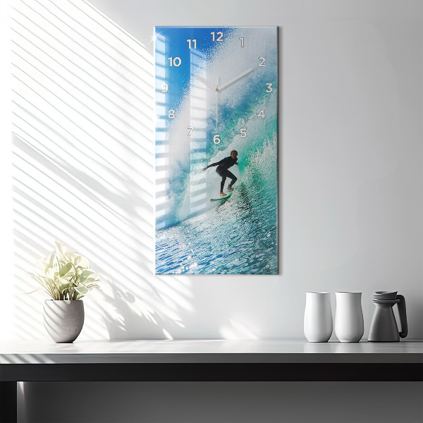 Zegar szklany pionowy Surfing na Hawajach