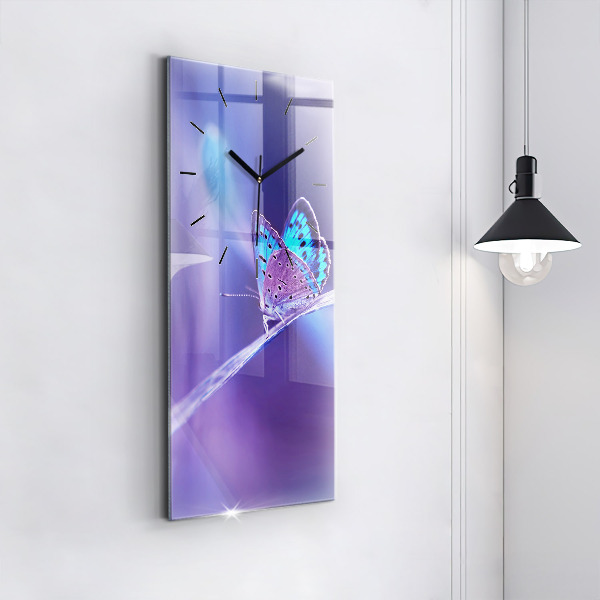 Zegar ścienny pionowy Motyl na trawie