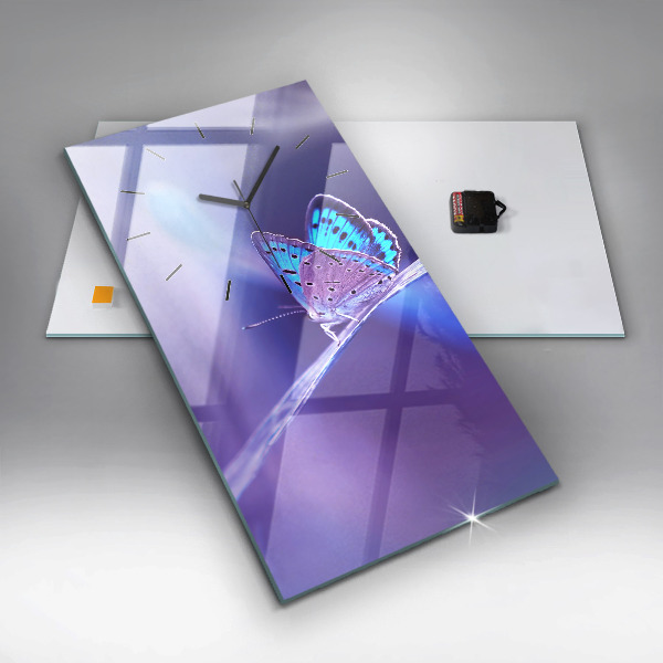 Zegar ścienny pionowy Motyl na trawie