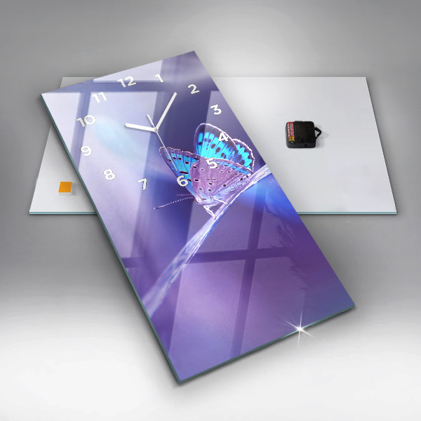 Zegar ścienny pionowy Motyl na trawie