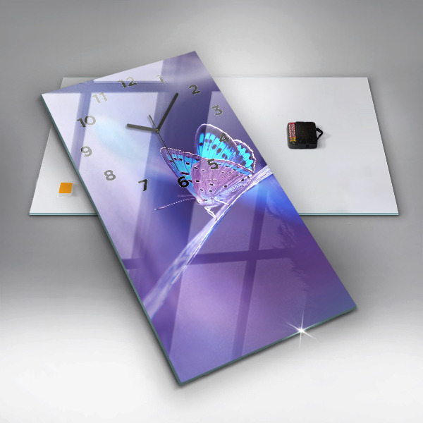 Zegar ścienny pionowy Motyl na trawie