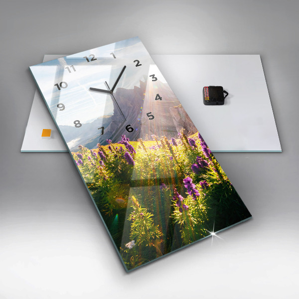 Zegar ścienny pionowy Łąka Lawenda