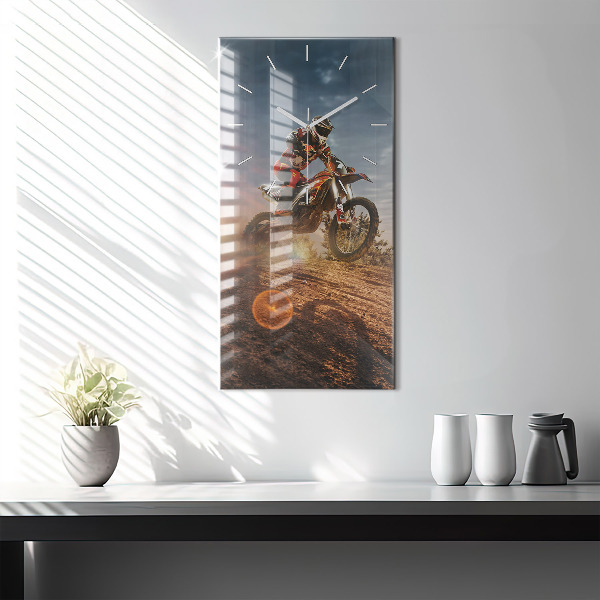 Zegar ścienny pionowy Mężczyzna na motocyklu