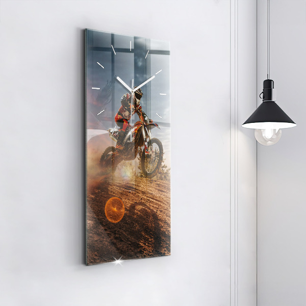 Zegar ścienny pionowy Mężczyzna na motocyklu