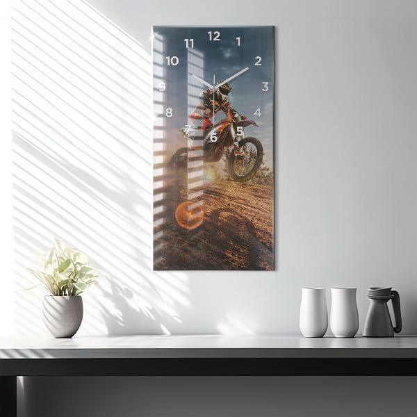 Zegar ścienny pionowy Mężczyzna na motocyklu