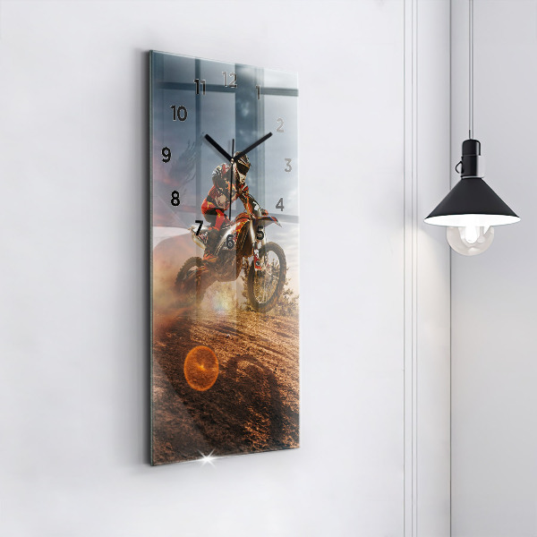 Zegar ścienny pionowy Mężczyzna na motocyklu