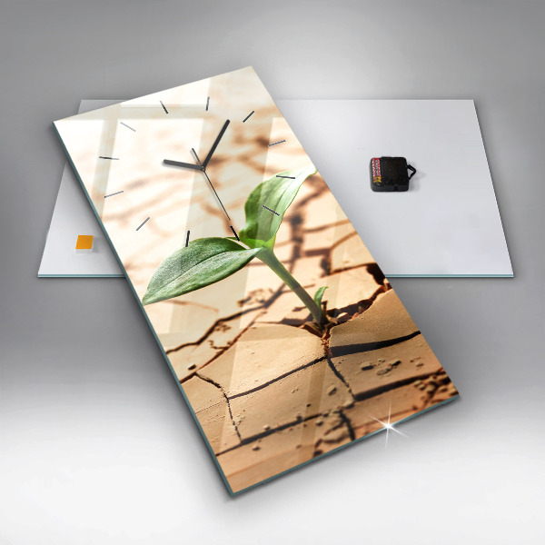 Zegar szklany pionowy Roślina w suchej ziemi