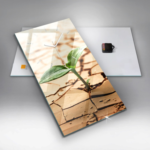 Zegar szklany pionowy Roślina w suchej ziemi