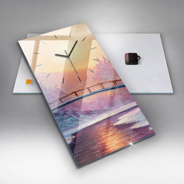 Zegar ścienny pionowy Choinka i most