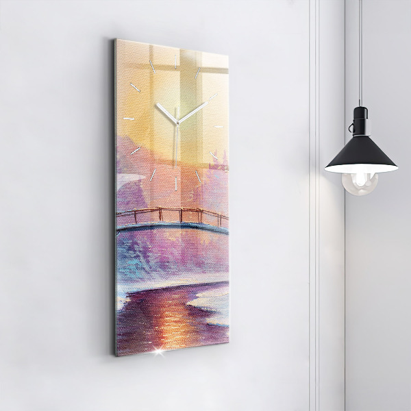 Zegar ścienny pionowy Choinka i most